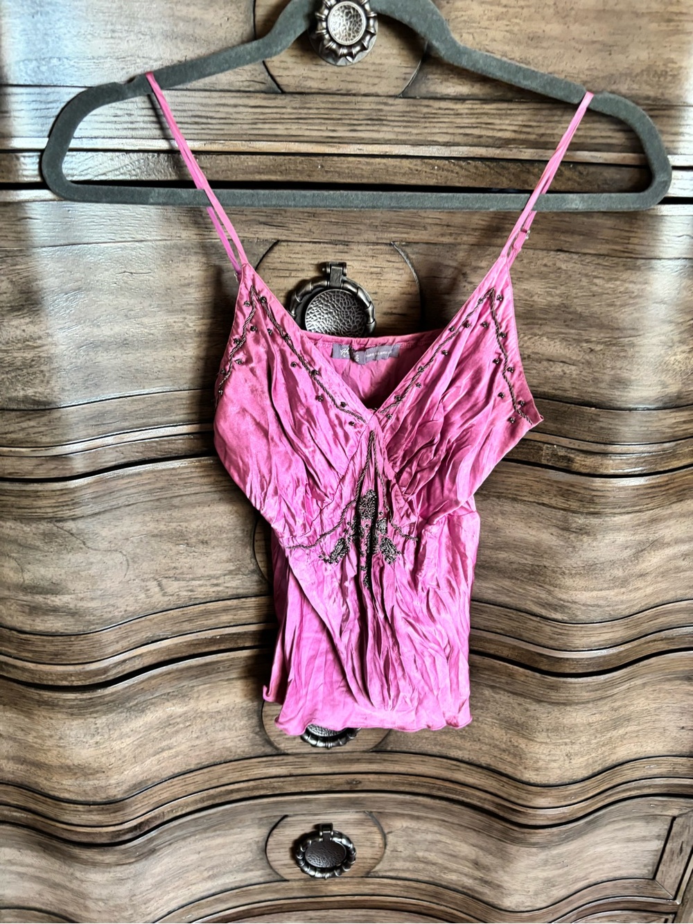 Hale Bob silk Pink Embellished Spaghetti Strap Women's Tank Top NWOT